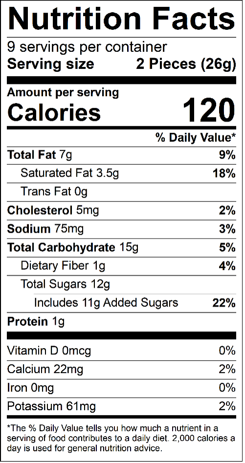 KOHO Voyager Blue 18-piece Nutrition Facts