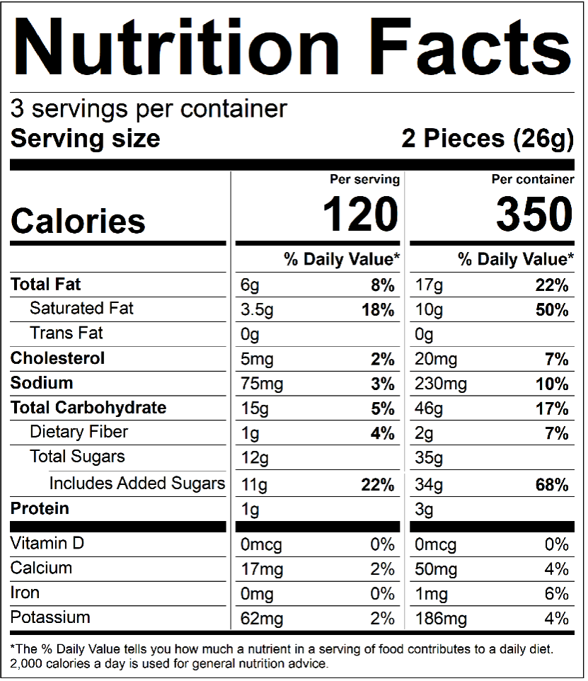 KOHO Hawaiian Sea Salt Caramel 6-piece Nutrition Facts