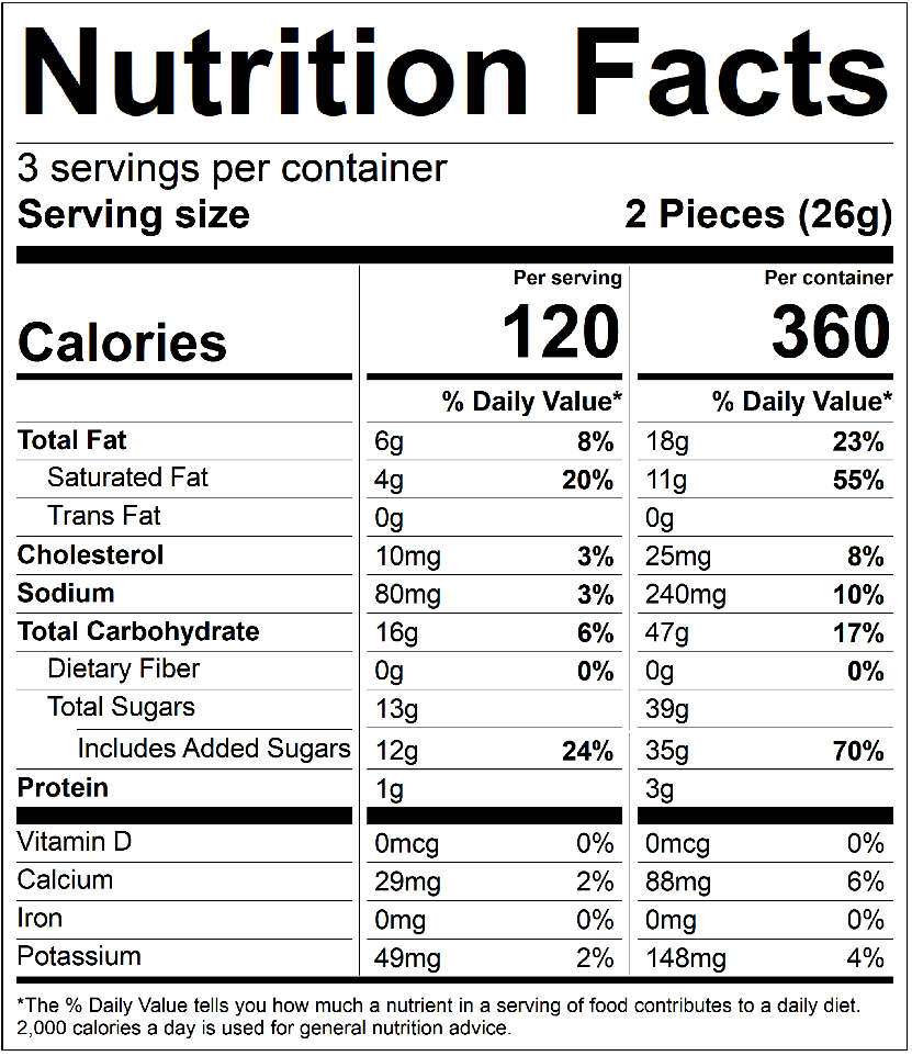KOHO Lilikoi Caramel 6-piece Nutrition Facts